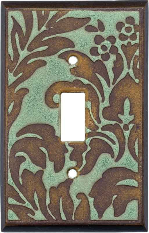 Turquoise Damask Design Decorative Triple Toggle Light Switch Wall Plate Cover Standard or Midway Size 