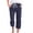 Navy, variant on Capri Pants for Women Spring Summer Elastic Waist Wide Leg Loose Cotton Linen Cropped Pants with Pockets Womens Capris
