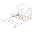 thumbnail image 5 of Euroco Wood Full Size House Bed with Trundle, Platform Bed with Bookshelf, White, 5 of 12