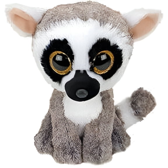 TY Beanie Boos - Linus the Lemur 6" Plush (Glitter Eyes)( Regular Size 6" Plush)(BONUS 1 FUN CHOPS & 1 TY CARD)