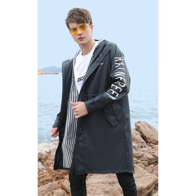 Long Waterproof PU Rain Poncho Unisex Adult Double Layer Outdoor Single Person