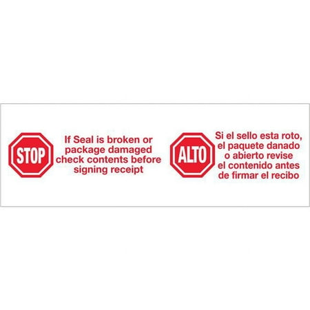 UPC: 0848109056111 | Box Partners 3 in. x 110 Yard Stop & Alto Tape Logic Pre-Printed Carton Sealing Tape – Pack of 6
