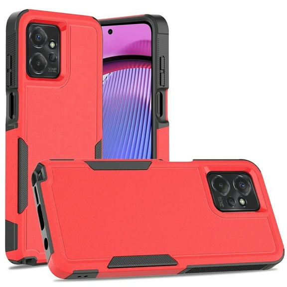 TJS for Motorola Moto G Power 2023 Phone Case, Heavy Duty Rugged Shockproof Full Body Protection Cover for Moto G Power 2023 (Red)