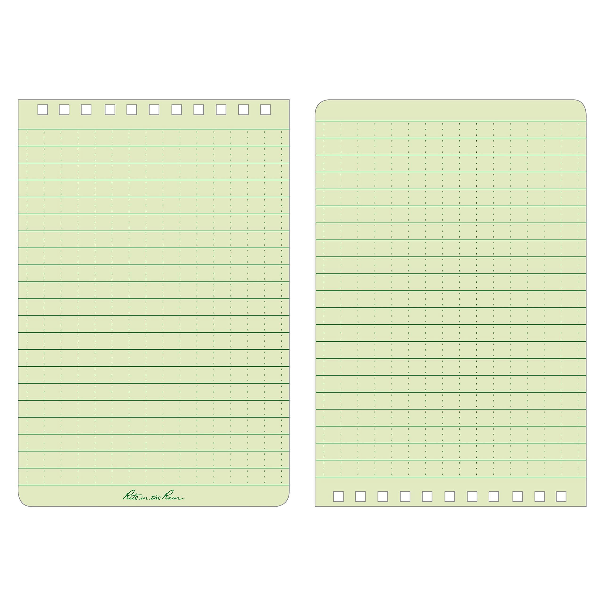Rite in the Rain Weatherproof Top Spiral Notebook, 4" x 6", Green Cover, Universal Pattern, 3 Pack (No. 946-3)