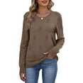 thumbnail image 4 of Ronuti Women's Cropped Knit Sweater Soft Stretch Round Neck Long Sleeve Tops Casual Fall Winter Tops, 4 of 8