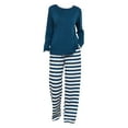 thumbnail image 4 of Delayuji Womens Pajamas Sets Round Neck Striped Printed Long Sleeve Top and Pants Set Sleepwear Loungewear Spring Outfits S-5XL, 4 of 9