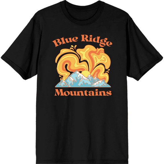 Adventure Society Blue Ridge Mountains Men's Black Crew Neck Short Sleeve Tee-Medium