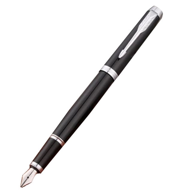 Pluma estilográfica de punta extrafina de 0,5 mm, escritura suave, tinta pura, color negro esmerilado, bolígrafo de negocios de alta gama.