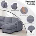 thumbnail image 3 of ZRIANG Modular Sectional Sofa, L Shaped Corduroy Sofa Couch, Modular Sectionals with Ottomans, 5 Seat Sofa Couch with Chaise for Living Room Bedroom, Dark Gray, 3 of 6