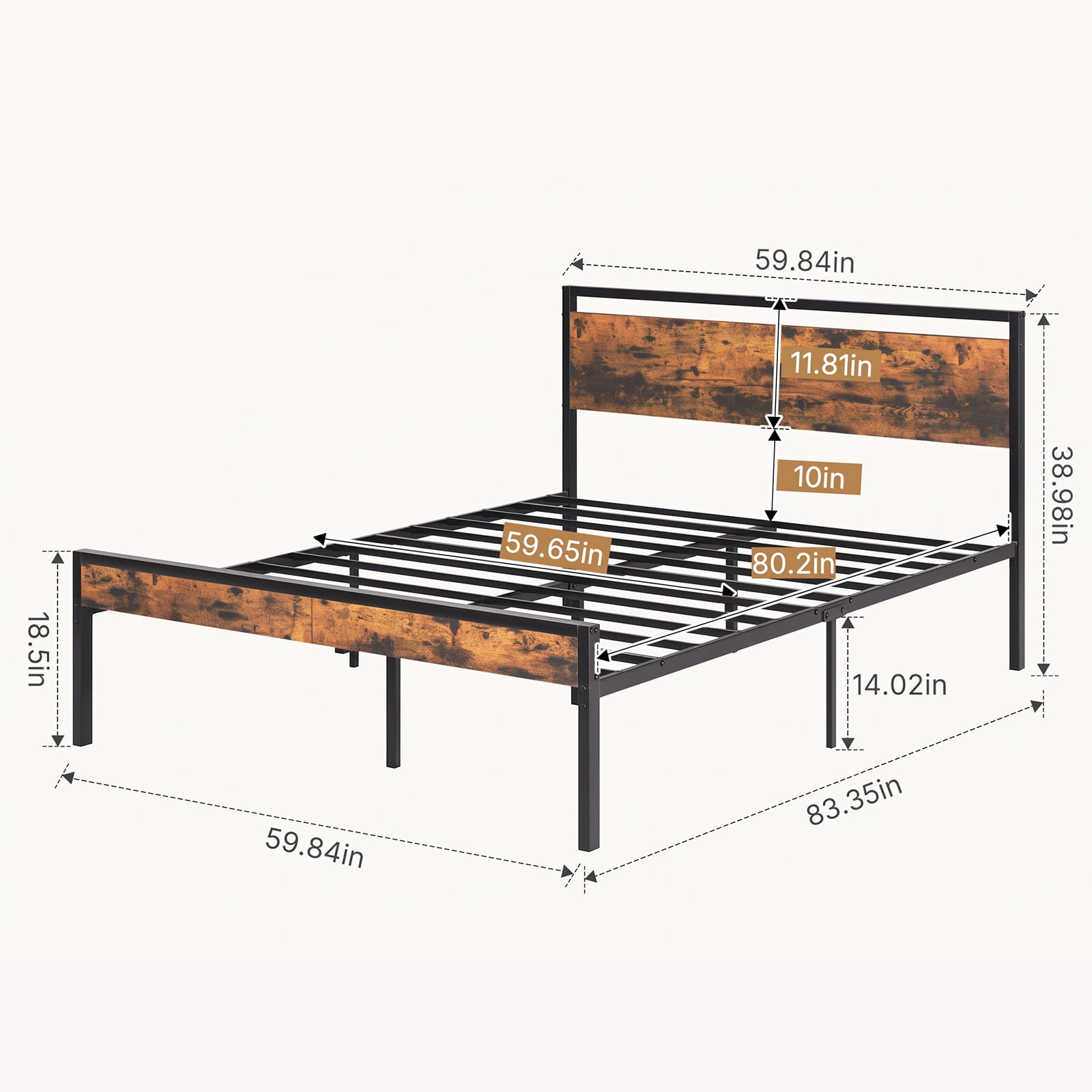 Alvantor Metal Platform Bed Frame, Mattress Foundation with Headboard and and Footboard, No Box Spring Needed Support, Noise Free, Easy Assembly