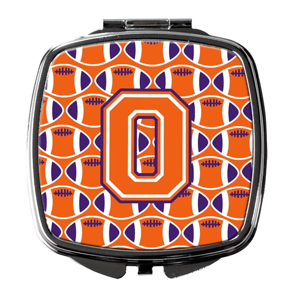 Letter O Football Orange White and Regalia Compact Mirror CJ1072-OSCM
