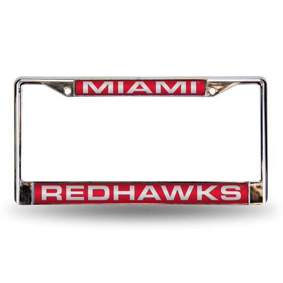 Miami of Ohio NCAA RedHawks Chrome Metal License Plate Frame Holder
