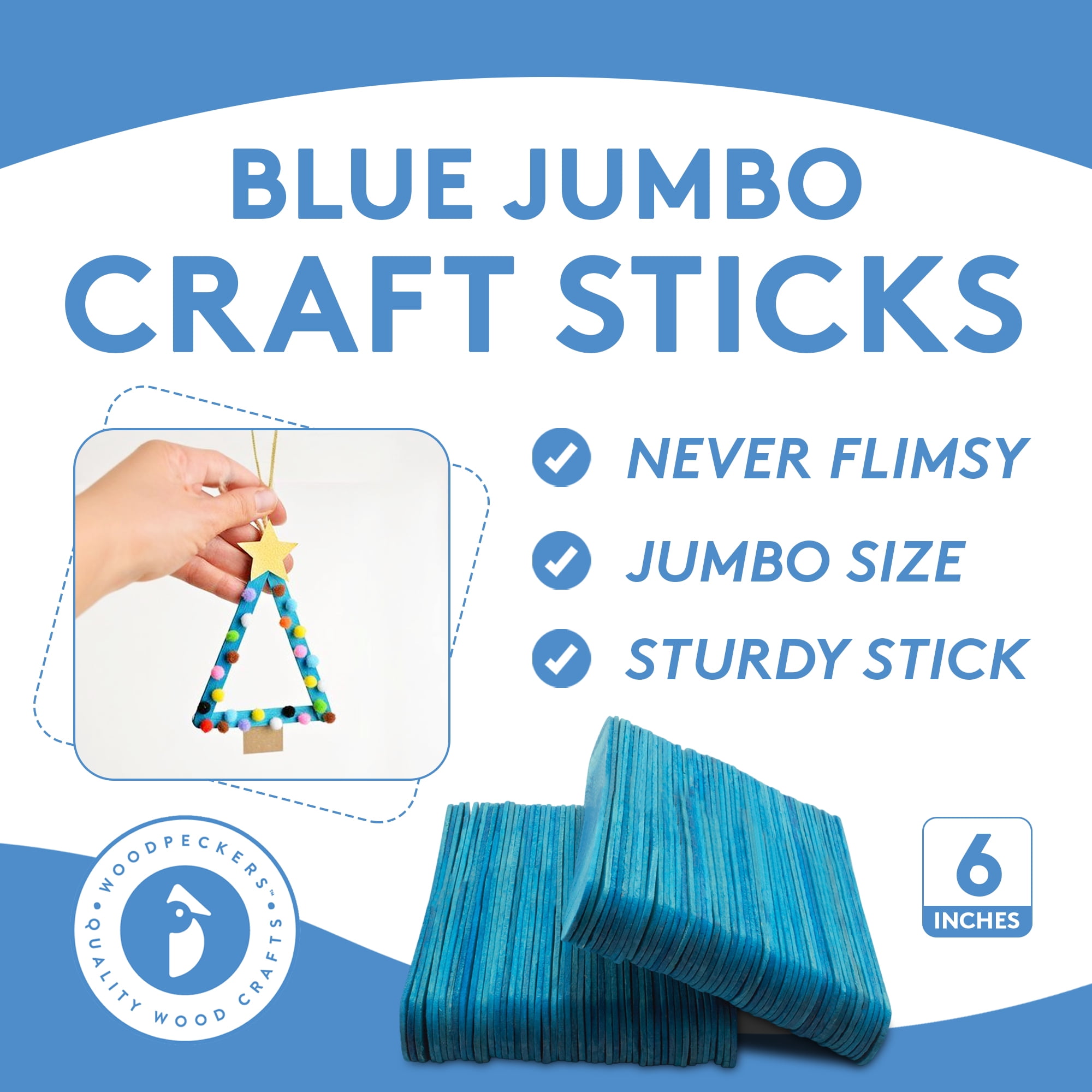 Woodsies Jumbo Craft Sticks Natural 6 75/Pkg