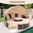 thumbnail image 2 of 4-piece Outdoor Patio Daybed with Retractable Canopy, Rattan Wicker Sectional Conversation Soft Set, Pool Furniture Set with Lifting Ottoman Table, Cushions and Pillows, Khaki, 2 of 9