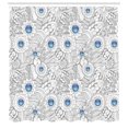 thumbnail image 3 of Ambesonne Floral Shower Curtain, Flowers with Blue Dots, 69"Wx84"L, Black White Blue, 3 of 5