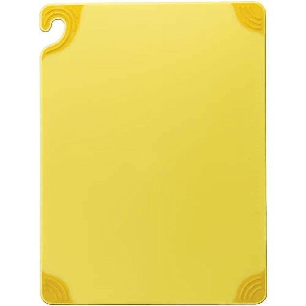 San Jamar Saf-T-Grip Plastic Cutting Board with Safety Hook, 18" x 24" x 0.5", Yellow