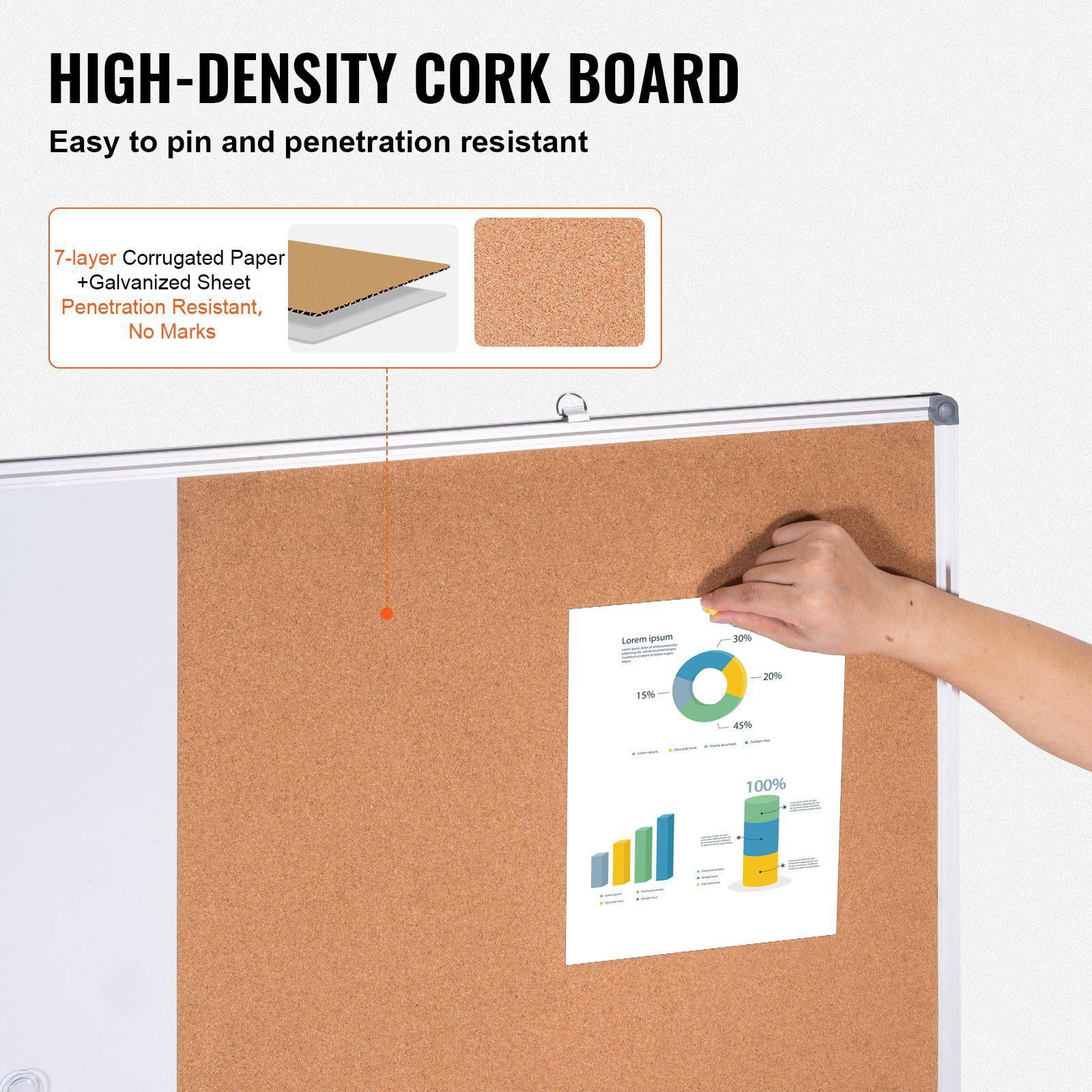 48x36 Inch Whiteboard Cork Board Combo Aluminum Frame 2 in 1 Magnetic Dry Erase Bulletin Board Wall Mount for School Home Office