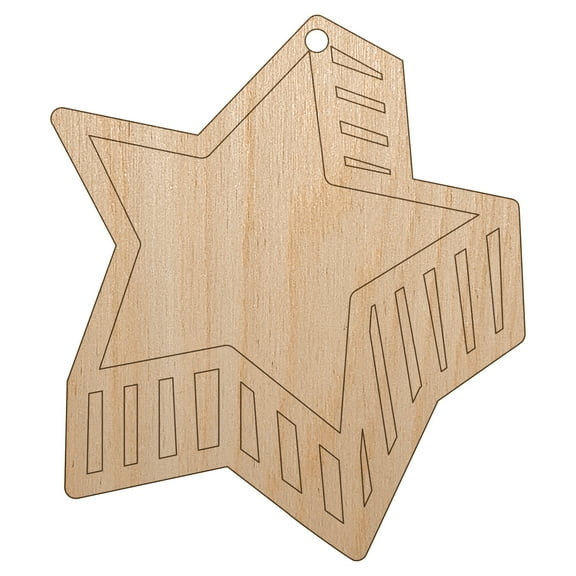 Star with Shadow Excellent Doodle Wood Holiday Christmas Tree Ornament Unfinished DIY Pre-Drilled Craft