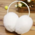 thumbnail image 3 of Women Earmuff Imitation Pearl Decor Faux Rabbit Fur Plush Solid Color Non-slip Ear Protection Comfortable Autumn Winter Girls Ear Warmer for Going Out, 3 of 9