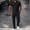 Black, variant on 2 Piece Sets for Men Summer Collar Short Sleeve Matching Set Track Suits Tops and Joggers Pants Drawstring Casual Athletic Vacation Beach Clothes