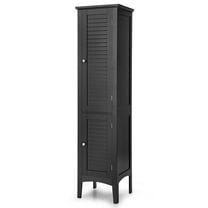 Giantex High Storage Bathroom Cabinet, Freestanding Slim Organizer,  Linen Tower Narrow Floor Cabinet, Black