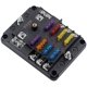 thumbnail image 2 of Caja de fusibles para automóvil de 6 vías, polos positivos y negativos con portafusibles de luces LED, caja de fusibles enchufable de una entrada y otra salida, 2 of 5