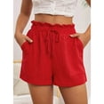 thumbnail image 2 of Yubnlvae Women's Summer Shorts - High Waist Casual Elastic Waist Shorts Red S, Women Elastic Summer Womens Casual Shorts Shorts And High Solid Waist Women's Shorts, 2 of 7