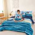 thumbnail image 3 of Manfei Cute Shark Twin Bedding, Ocean Oil Printing Bedding Comforter Set, Blue Scene, Blue Reversible, 7 Pieces, 3 of 6