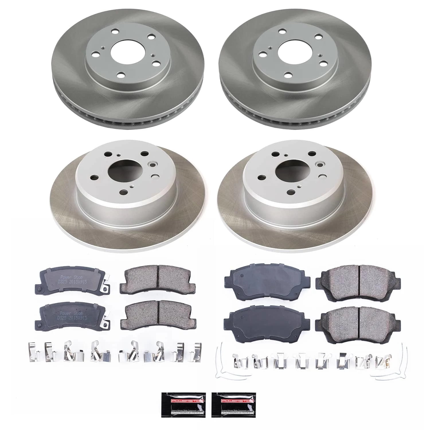 PowerStop Front and Rear Semi-Coated Rotor and Low-Dust Ceramic Brake Pad Kit SC2776