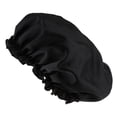 thumbnail image 3 of del cabello largo Mujeres Capó de satén sólido Sombrero de noche para dormir Envoltura de cabeza de seda - Negro, Colcomx Gorro de dormir de satén de seda, 3 of 8