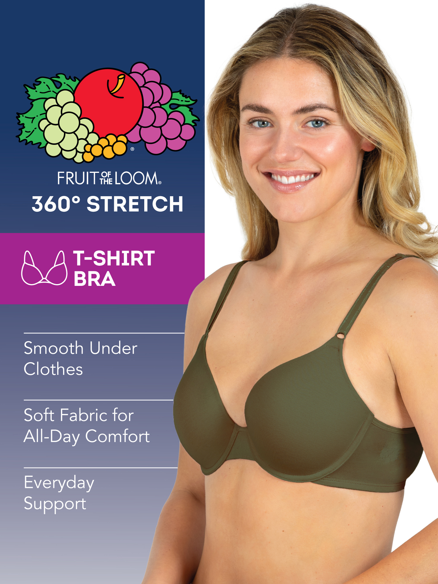 Fruit of the Loom Women's T-Shirt Bra 2 Pack, Style FT938, Sizes M to XXL