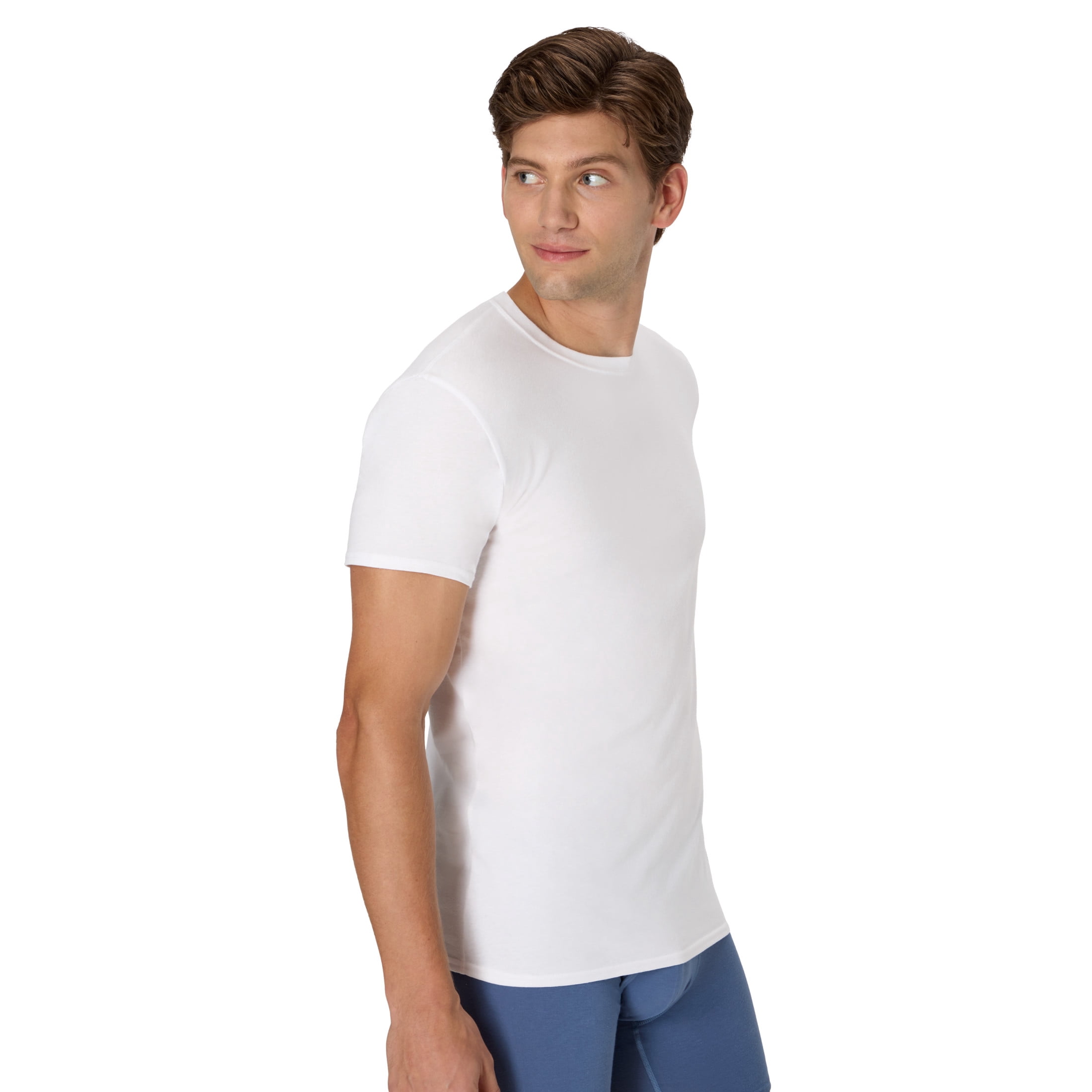 Hanes Mens Undershirt T-Shirt, 3-Pack, Cotton Stretch White T Shirts for Men, Stay-Tucked Crewneck