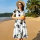 thumbnail image 4 of Balery Wine Bottles And Grapes Vestidos sueltos de manga corta para mujer, vestidos de verano 2025, vestidos casuales de corte A con vuelo., 4 of 6