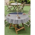 thumbnail image 4 of Outdoor Tablecloth with Umbrella Hole for Patio/Picnic/Party/Camping, Navy Blue Striped Waterproof Table Cloth Round Cover Washable, Contemporary Geometric Art Rustic (Dia 60"), 4 of 9