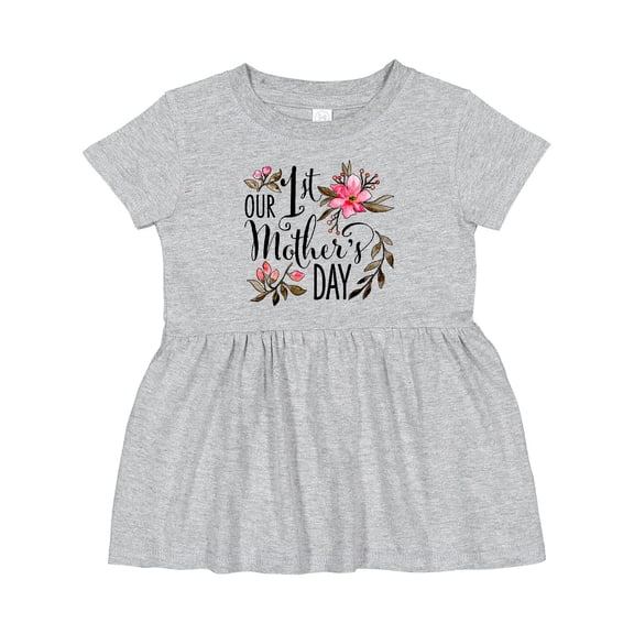 Inktastic Our First Mother's Day Pink Flowers Girls Baby Dress