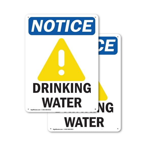 (2 Pack) Drinking Water OSHA Notice Sign 7 Inch X 10 Inch Indoor / Outdoor Rust-Free Aluminum Metal Signs for Workplace, Workshop, and Construction Site, Made in the USA