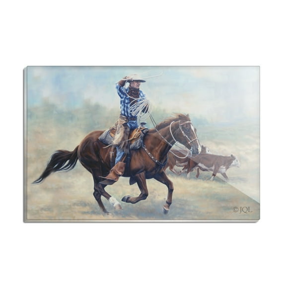 Cattle Drive Western Cowboy In the Loop Rectangle Acrylic Fridge Refrigerator Magnet