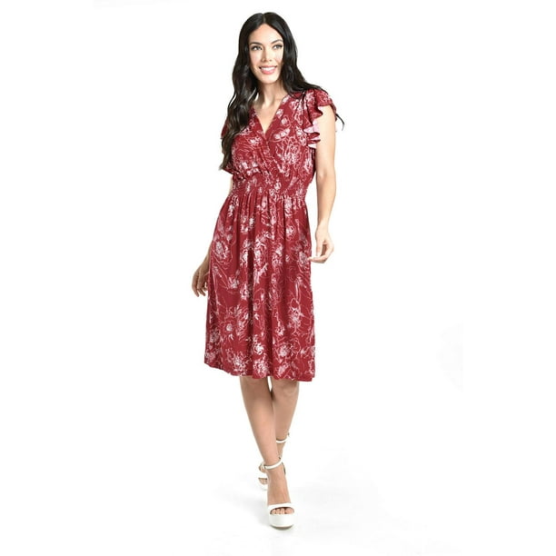 Vestido estampado flores Roman Fashion /Juvenil, 8867-13 (Vino flores) vino EG