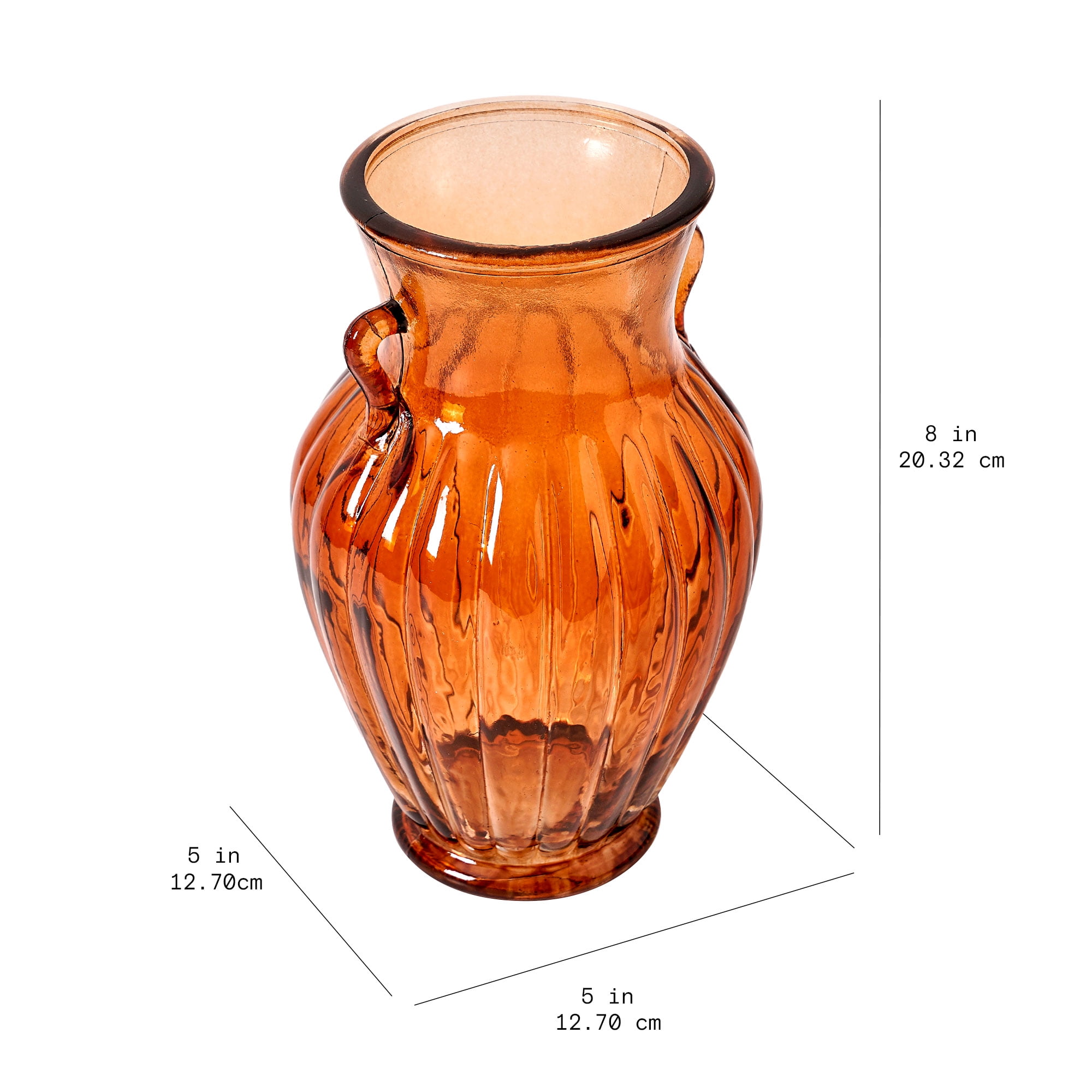 Beautiful Amber Glass Flower Vase for Fresh or Artificial Flowers