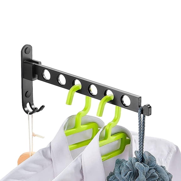 YAHHU 90° Foldable Aluminum Laundry Drying Rack, 6‑Hole Hanging, Space‑Saving Wall‑Mounted, No‑Punch Installation
