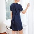 thumbnail image 5 of Summer Nightgown For Womens Ice Silks Lace V-neck Short Sleeve Nightdress Sleepdress Home Casual1026 BurgundyM, 5 of 5