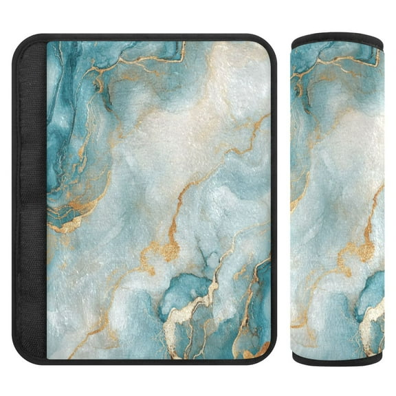 WOBOGO Gilt Cyan Patterns Seat Belt Cover 2 Piece Soft Comfort Driving Shoulder Pad Suitable for All Cars and Backpacks