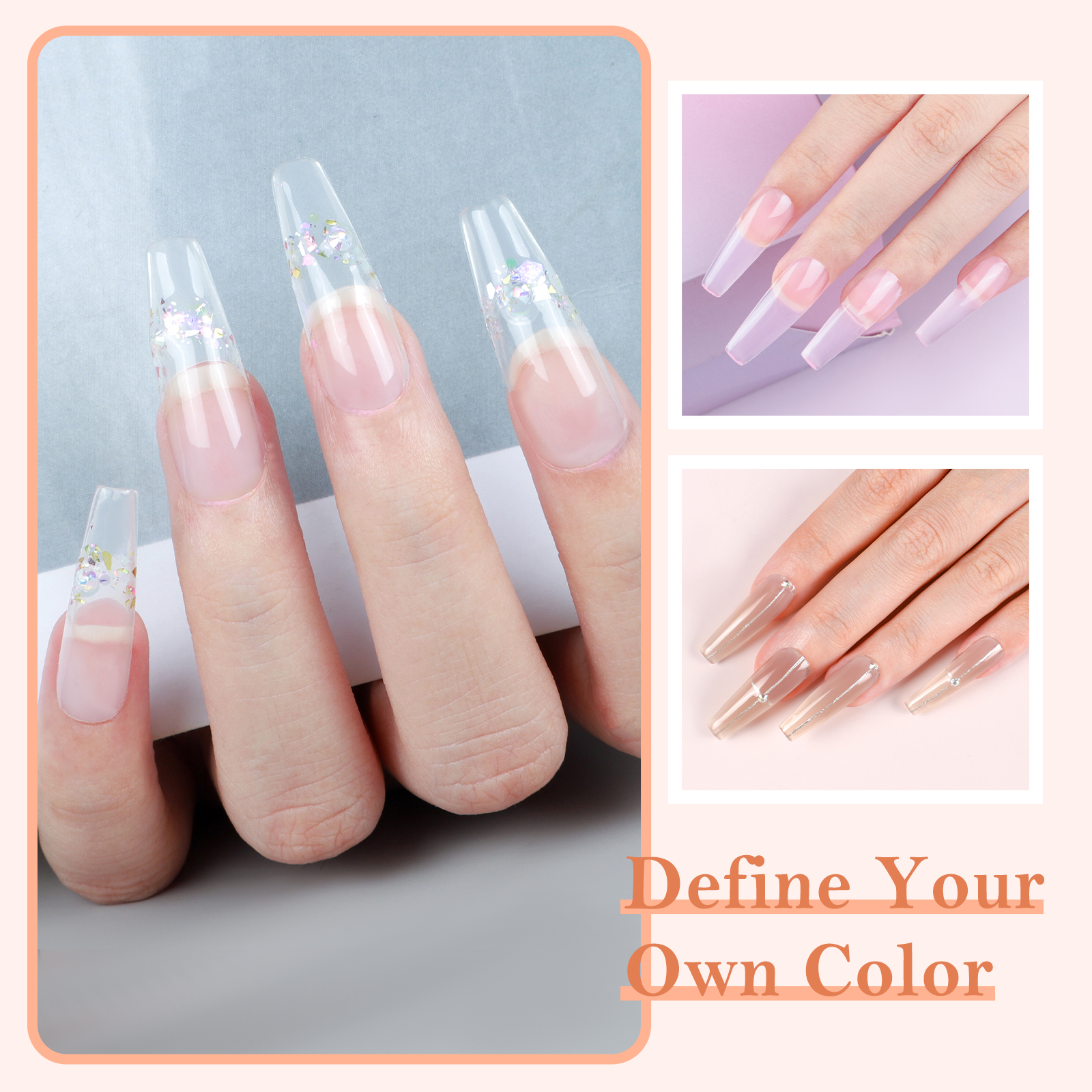 COSCELIA Gel Nail Polish Kit with U V Light 20pc Gel Polish 3pc Poly Nail Gel Glitter Decoration Powders Nail Stickers Gift for Women