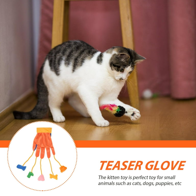 Eease Five Fingers Teaser Glove Interactive Pet Cat Teasing Toy Plush Pet Teaser Glove With Teaser Toy Walmart