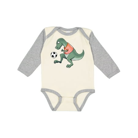 

Inktastic Soccer Dinosaur Boys or Girls Long Sleeve Baby Bodysuit
