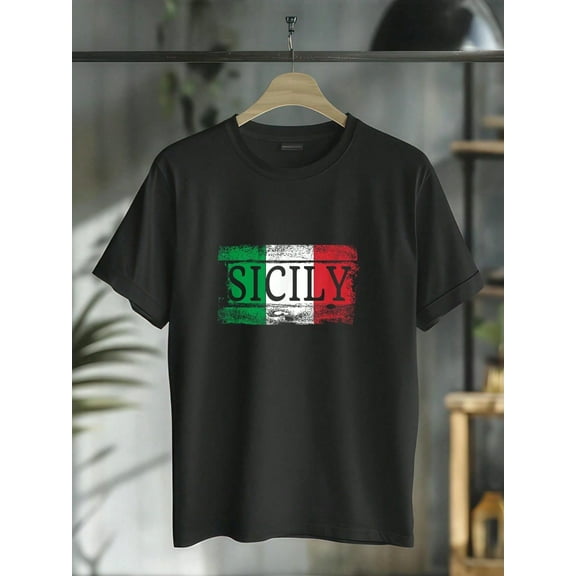 100% Cotton Casual Tshirt Italia Italian Flag I Vintage Sicily Italy T-Shirt