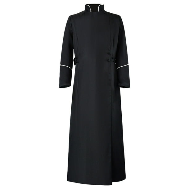 Hombres sólido Halloween manga larga sacerdote bata vestido disfraz Cosplay abrigo Pompotops oipoqjl37242