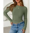thumbnail image 3 of FreshPretty Womens Long Sleeve Tops Fall Fashion Ribbed Slim Fit Y2K Boat Neck T Shirts Casual Going Out Workout Outfits, 3 of 9