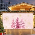 thumbnail image 2 of Fsddascl 7 x 16 Ft Christmas Garage Door Cover, Pink Christmas Tree Large Garage Door Banner, Xmas Snowflake Winter Hanging Garage Mural Background for Indoor Outdoor Xmas Party Supplies, 2 of 9