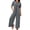 Gray, variant on Summer Women Short Sleeve Button Down Casual Loose Wide Leg One Piece Jumpsuit